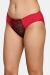 PrettyCat Romantic Floral Mesh Panel Panty  - Red — thumbnail 3