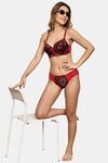 PrettyCat Romantic Floral Mesh Panel Panty  - Red — thumbnail 4