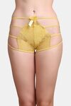 PrettyCat Yellow self-design High-rise bikini briefs with lace and cage detail - Yellow — thumbnail 1