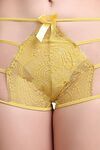 PrettyCat Yellow self-design High-rise bikini briefs with lace and cage detail - Yellow — thumbnail 5