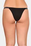PrettyCat Low Rise Sexy Bikini Panty With Rhineston Strap - Black — thumbnail 2