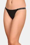 PrettyCat Low Rise Sexy Bikini Panty With Rhineston Strap - Black — thumbnail 3