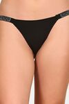 PrettyCat Low Rise Sexy Bikini Panty With Rhineston Strap - Black — thumbnail 4