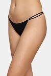 PrettyCat Low Rise Micro Bikini Panty with Double Strap Detail - Black — thumbnail 3