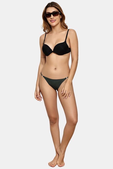 PrettyCat Low Rise Micro Bikini Panty with Double Strap Detail - Green — image 4