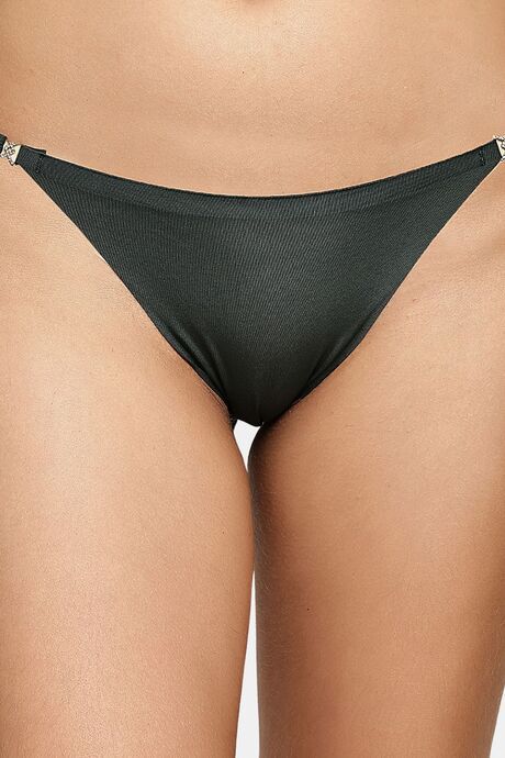 PrettyCat Low Rise Micro Bikini Panty with Double Strap Detail - Green — image 5