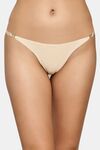 PrettyCat Elegant Low Rise Bikini Panty with Gold Ring Accent - Beige — thumbnail 1