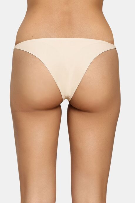 PrettyCat Elegant Low Rise Bikini Panty with Gold Ring Accent - Beige — image 2