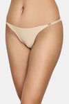 PrettyCat Elegant Low Rise Bikini Panty with Gold Ring Accent - Beige — thumbnail 3