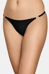 PrettyCat Elegant Low Rise Bikini Panty with Gold Ring Accent - Black — thumbnail 3