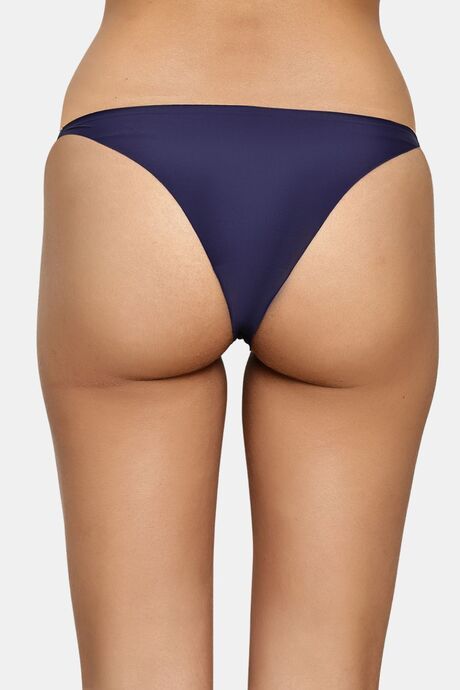 PrettyCat Elegant Low Rise Bikini Panty with Gold Ring Accent - Blue — image 2