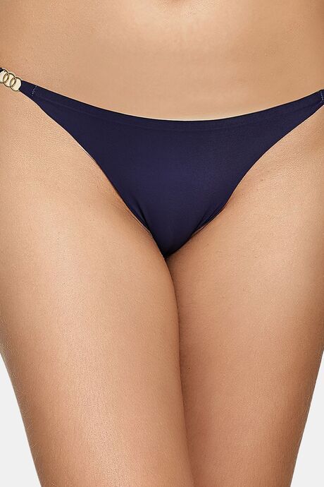 PrettyCat Elegant Low Rise Bikini Panty with Gold Ring Accent - Blue — image 5