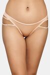 PrettyCat Sheer Mesh Bikini Panty with Side Strap Detailing - Beige — thumbnail 1