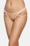 PrettyCat Sheer Mesh Bikini Panty with Side Strap Detailing - Beige — thumbnail 3