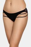 PrettyCat Sheer Mesh Bikini Panty with Side Strap Detailing - Black — thumbnail 3