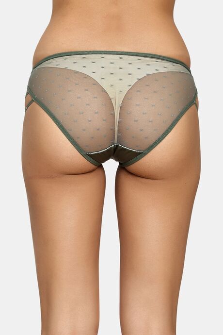 PrettyCat Sheer Mesh Bikini Panty with Side Strap Detailing - Green — image 2
