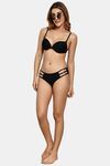 PrettyCat Triple Side Strap Bikini Panty with Gold Ring Accents - Black — thumbnail 4