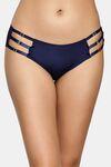 PrettyCat Triple Side Strap Bikini Panty with Gold Ring Accents - Blue — thumbnail 1
