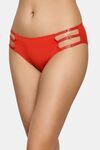PrettyCat Triple Side Strap Bikini Panty with Gold Ring Accents - Red — thumbnail 3