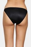 PrettyCat Women’s Low Rise Satin Bikini Panty – Double Side Strap, Bow Accent - Black — thumbnail 2