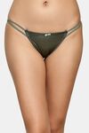 PrettyCat Women’s Low Rise Satin Bikini Panty – Double Side Strap, Bow Accent - Green — thumbnail 1