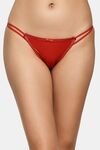 PrettyCat Women’s Low Rise Satin Bikini Panty – Double Side Strap, Bow Accent - Orange — thumbnail 1