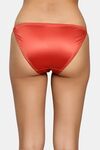 PrettyCat Women’s Low Rise Satin Bikini Panty – Double Side Strap, Bow Accent - Orange — thumbnail 2