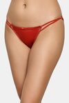 PrettyCat Women’s Low Rise Satin Bikini Panty – Double Side Strap, Bow Accent - Orange — thumbnail 3
