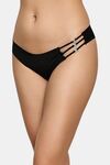 PrettyCat Women’s Triple Strap Bikini Panty With Gold Star Charm Detail - Black — thumbnail 3