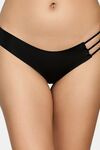PrettyCat Women’s Triple Strap Bikini Panty With Gold Star Charm Detail - Black — thumbnail 5