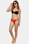 PrettyCat Women’s Triple Strap Bikini Panty With Gold Star Charm Detail - Red — thumbnail 4