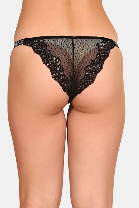 PrettyCat Low Rise Sexy Lace Bikini Panty - Black — image 2