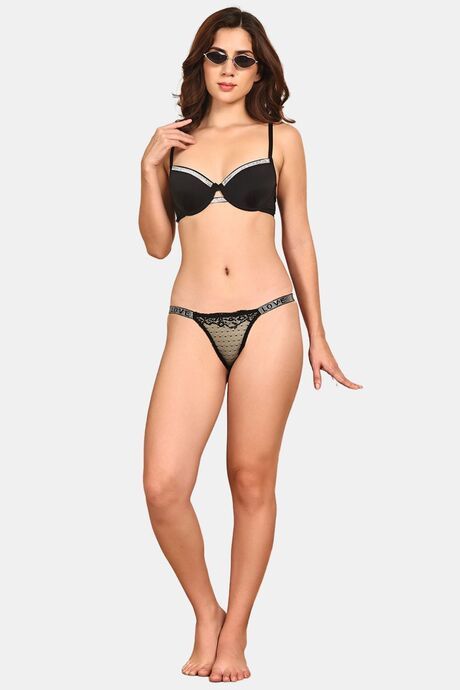 PrettyCat Low Rise Sexy Lace Bikini Panty - Black — image 4