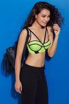 Zivame Color Block Monroe Strap Bra- Black n Neon Green — thumbnail 5