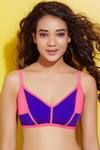 Zivame Color Block Non Padded Bra with Anti Dig Straps- Purple n Neon Pink — thumbnail 2