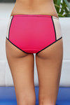 Zivame Color Block Mid Waist Hipster Brief with Soft Anti-Dig Elastic- Peach n Neon Pink — thumbnail 2