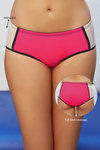 Zivame Color Block Mid Waist Hipster Brief with Soft Anti-Dig Elastic- Peach n Neon Pink — thumbnail 3