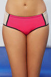 Zivame Color Block Mid Waist Hipster Brief with Soft Anti-Dig Elastic- Peach n Neon Pink — thumbnail 6