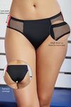Zivame Color Block Low Waist Bikini Brief with Soft Anti Dig Elastics- Black n Neon Coral — thumbnail 3