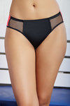 Zivame Color Block Low Waist Bikini Brief with Soft Anti Dig Elastics- Black n Neon Coral — thumbnail 6