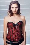 Zivame Lace Corset with Ruffles - Red — thumbnail 1