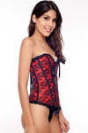 Zivame Lace Corset with Ruffles - Red — thumbnail 3