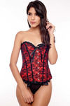 Zivame Lace Corset with Ruffles - Red — thumbnail 4