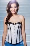 Zivame Rich Jacquard Corset- White N Black — thumbnail 1