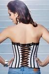 Zivame Rich Jacquard Corset- White N Black — thumbnail 3