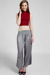Zivame Aire Wide Waist High-Low Hem Chambray Palazzo-Grey — thumbnail 5