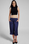 Zivame Aire Elastic Waistband Rayon Culottes-Blue — thumbnail 5