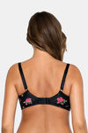 Parfait  Padded Wired Medium Coverage Long Line Bra - Black and Rose Print — thumbnail 2
