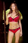 Parfait  Padded Wired Medium Coverage T-Shirt Bra - Red and Black — thumbnail 3