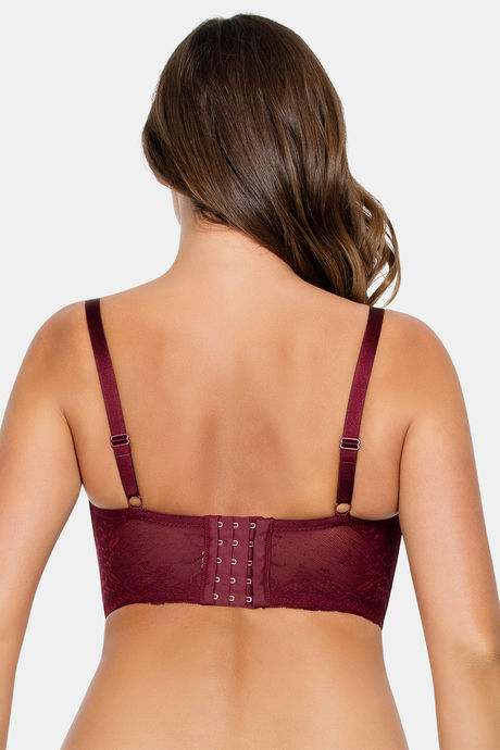 Parfait Padded Wired Longline Bra - Burgundy — image 3